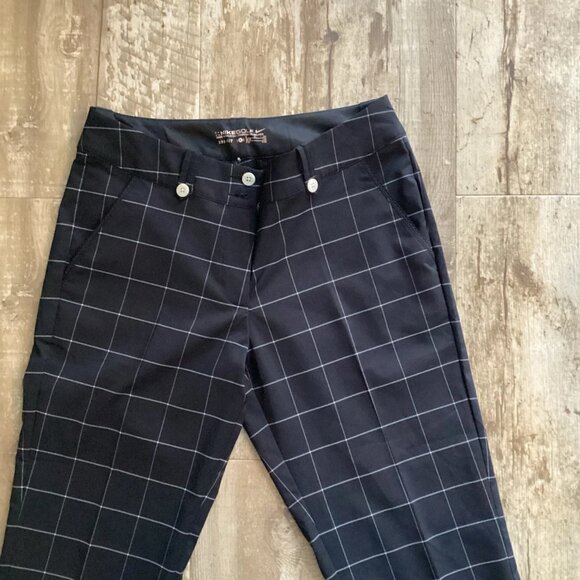Nike Golf Tour Performance Black Plaid Dri-fit Cropped Pants Women’s Size 6 - Picture 2 of 8